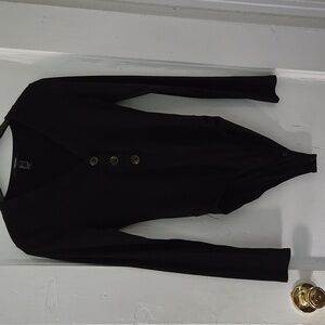 FOREVER21 long sleeve button v neck bodysuit